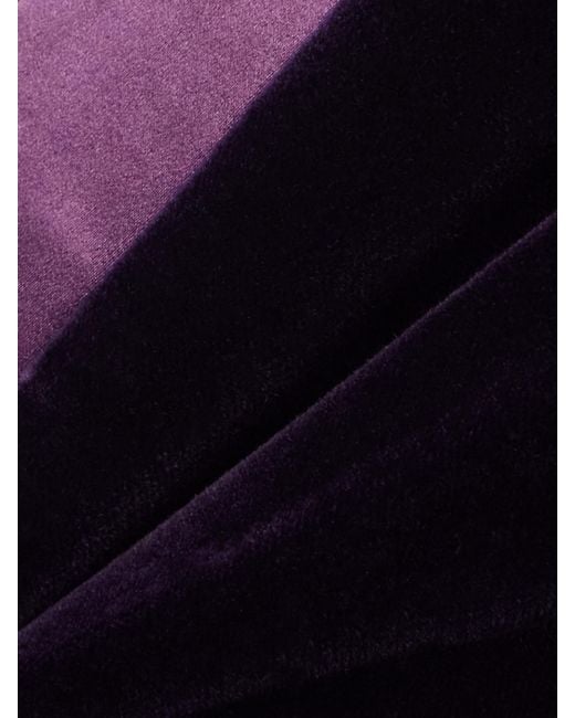 Tom Ford Blue Satin-Trimmed Cotton-Blend Velvet Straight-Leg Pants