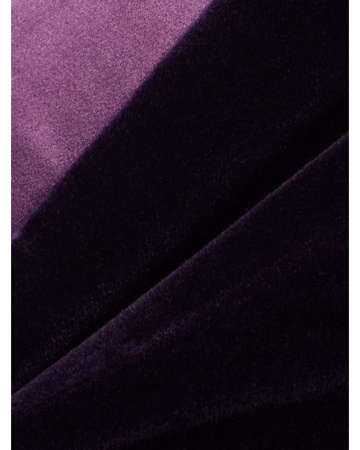 Tom Ford Blue Satin-Trimmed Cotton-Blend Velvet Straight-Leg Pants