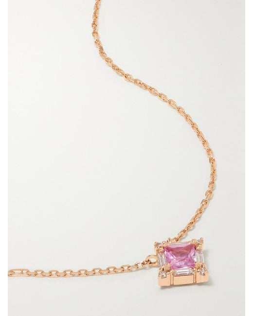 Suzanne Kalan Pink 18-Karat Rose, Sapphire And Diamond Necklace
