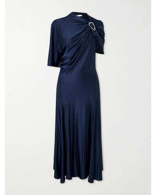 Rabanne Blue Midikleid Aus Satin Mit Verzierung