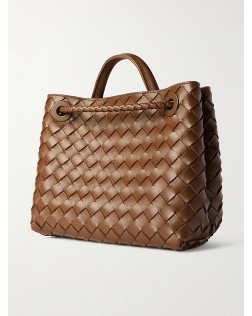 Bottega Veneta Brown Andiamo Small Intrecciato Leather Tote