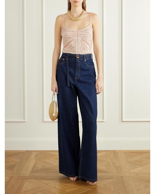 Ulla Johnson Natural Mollie Crochet And Tulle Top