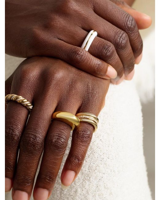 BY PARIAH Natural Set Of Three 14-Karat Recycled Diamond Pinky Rings