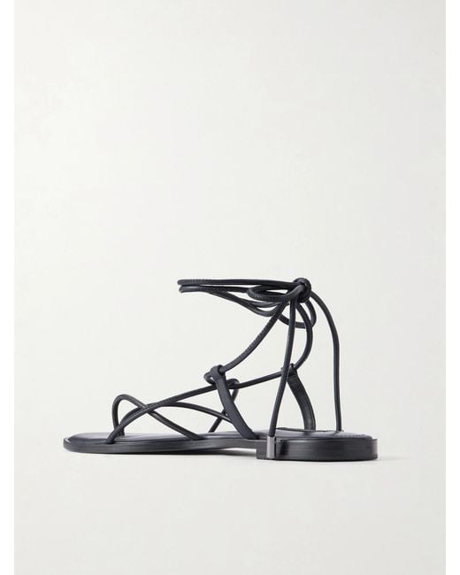 A.Emery Black Odine Wrap Leather Sandals