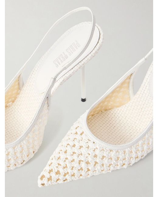 Paris Texas Natural Lidia 105 Leather-Trimmed Straw Slingback Pumps