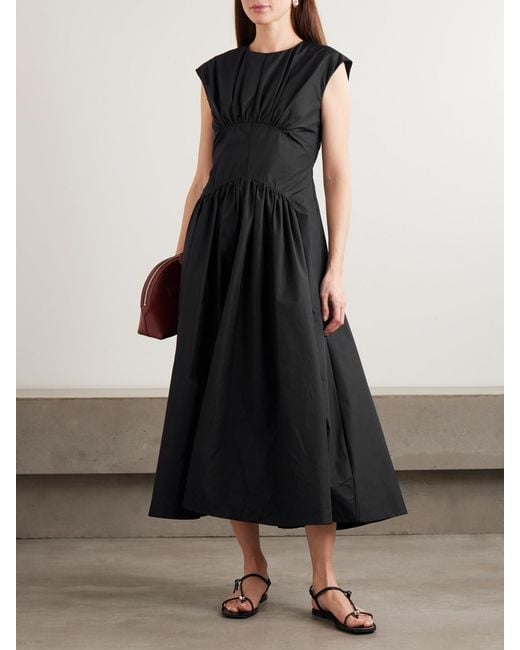 Proenza Schouler Black Nyssa Gathered Shell Midi Dress