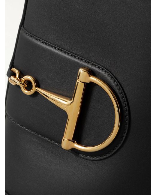 Gucci Black 73 Small Horsebit Embellished Leather Bucket Bag