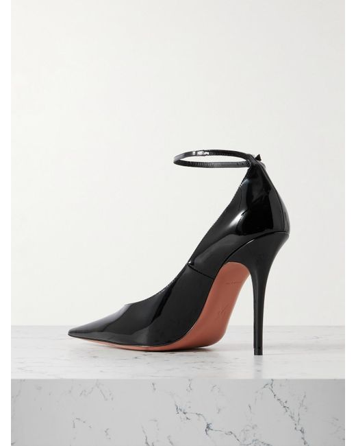 AMINA MUADDI White Anok Patent-Leather Point-Toe Pumps
