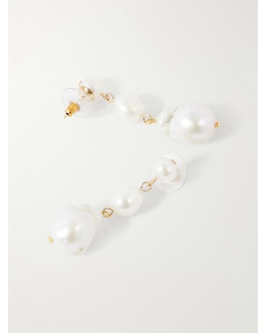 Jennifer Behr White Amari-Tone Pearl Earrings