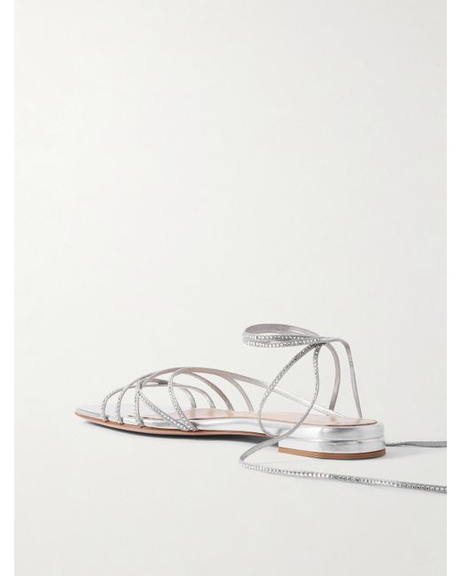 Gianvito Rossi Natural Crystal-Embellished Metallic Leather Sandals