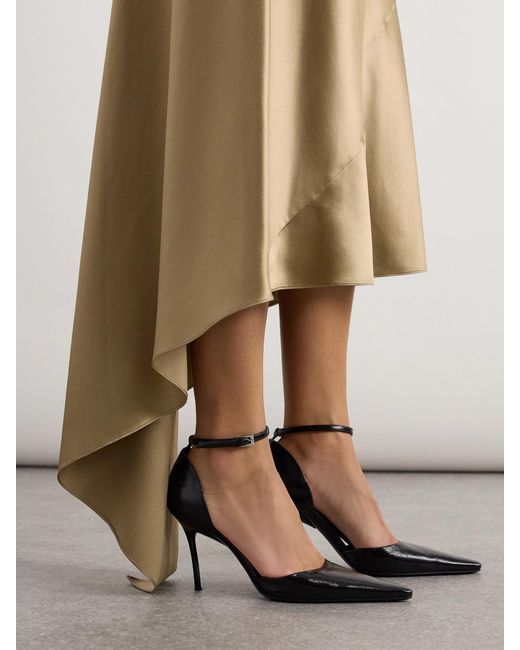 Alaïa White D'Orsay 90 Glossed Textured-Leather Pumps