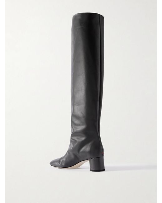 Aeyde White Willa Leather Over-The-Knee Boots