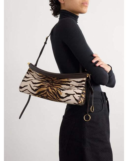 Alaïa Multicolor Le Click Ew Medium Tiger-Print Calf Hair And Leather Shoulder Bag