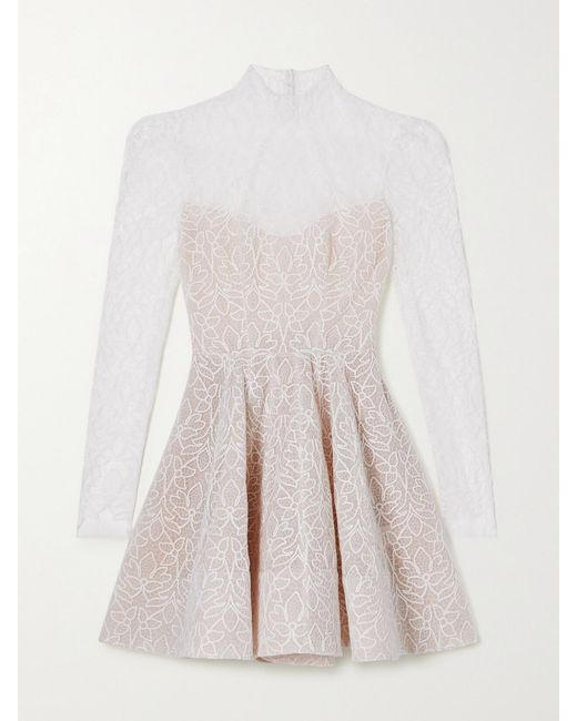 Rime Arodaky White Frankie Cutout Embroidered Tulle Mini Dress