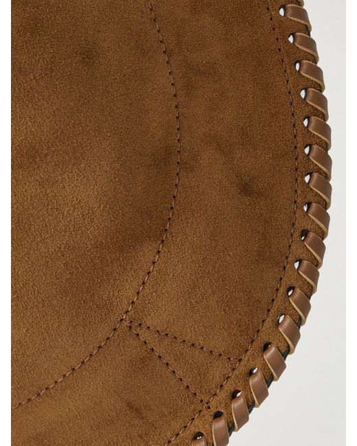 Isabel Marant Natural Oskan Schultertasche Aus Veloursleder Mit Details Im Überwendlichstich