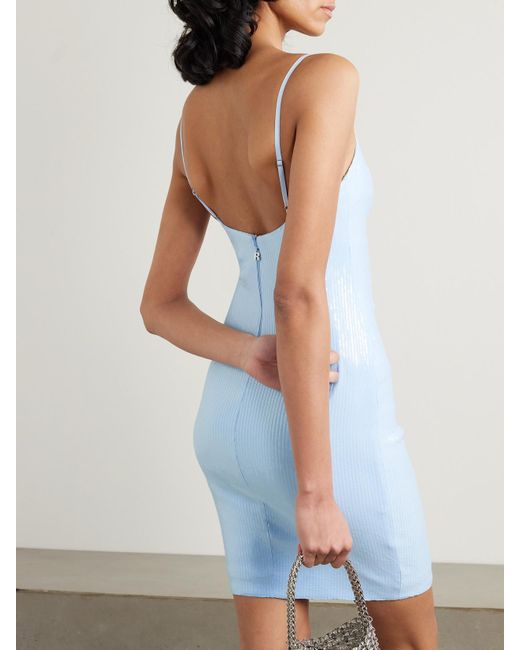 ROTATE BIRGER CHRISTENSEN Blue Minikleid Aus Recyceltem Stretch-Jersey Mit Pailletten