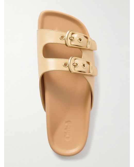 Chloé Natural Buckled Leather Sandals