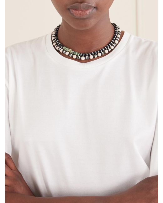 Roxanne Assoulin Metallic The Salt & Pepper Set Of Two Agate Beaded Necklaces