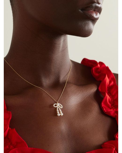 Sophie Bille Brahe Natural Bow Simple 14-Karat Recycled Necklace