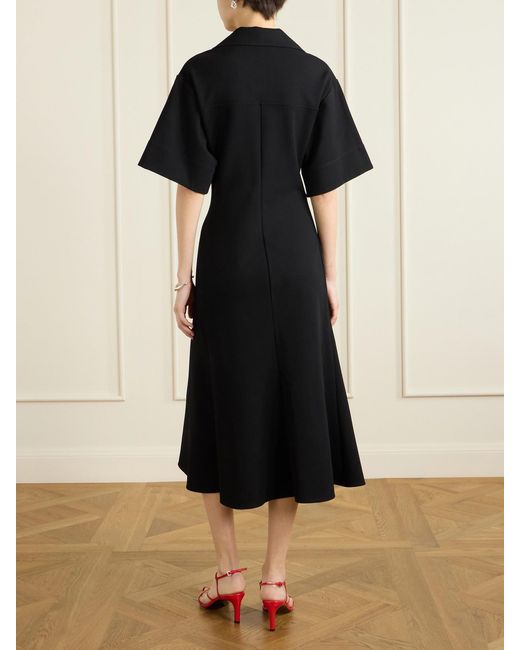 Jil Sander Black Paneled Crepe Midi Dress