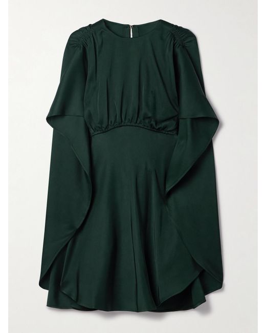 Zimmermann Women's Green Eden Cape-Effect Ruched Satin-Twill Mini Dress -  www.disolcolor.com