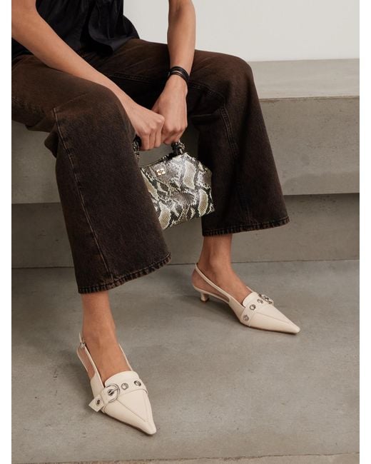 Aeyde Natural Davina Slingback-Pumps Aus Leder Mit Schnallen