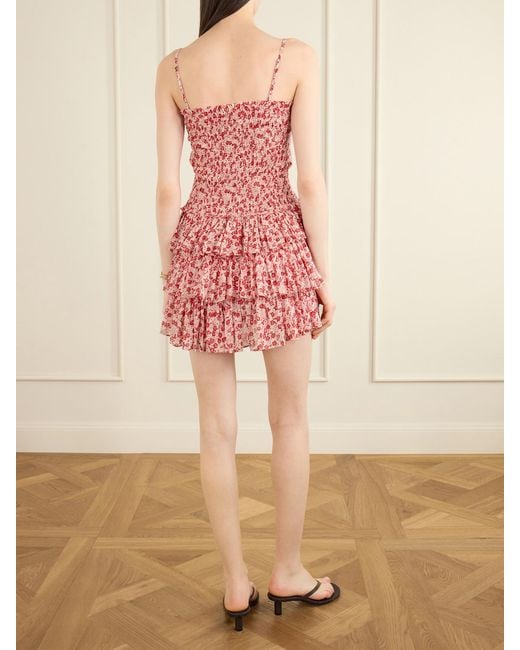 Isabel Marant Red Elodie Floral-Print Ruffled Organic Cotton Mini Dress