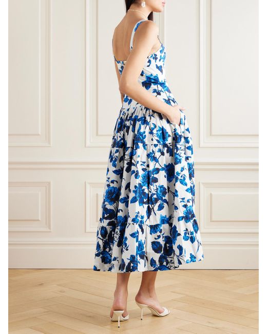 Cara Cara Blue Santiago Midikleid Aus Baumwollpopeline Mit Blumenprint