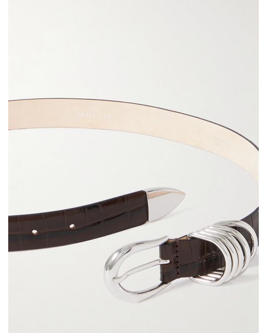 DEHANCHE Brown Hollyhock Croc-Effect Leather Belt
