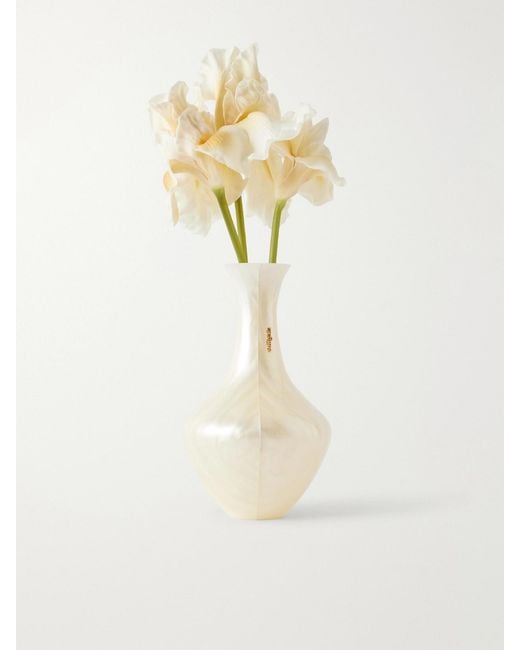 Cult Gaia White Junos Marble-Effect Clutch