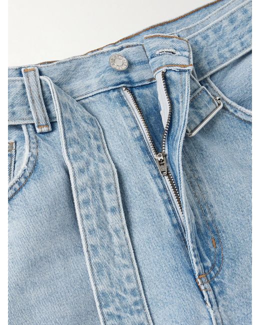 Agolde Blue Cuffed Taper Belted Mid-Rise Straight-Leg Jeans
