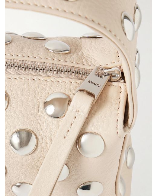 Khaite Natural Elena Small Studded Textured-Leather Shoulder Bag