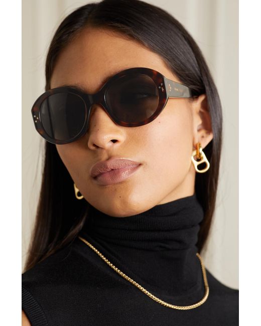 Celine Oversized Round-frame Tortoiseshell Acetate Sunglasses in Black |  Lyst Canada