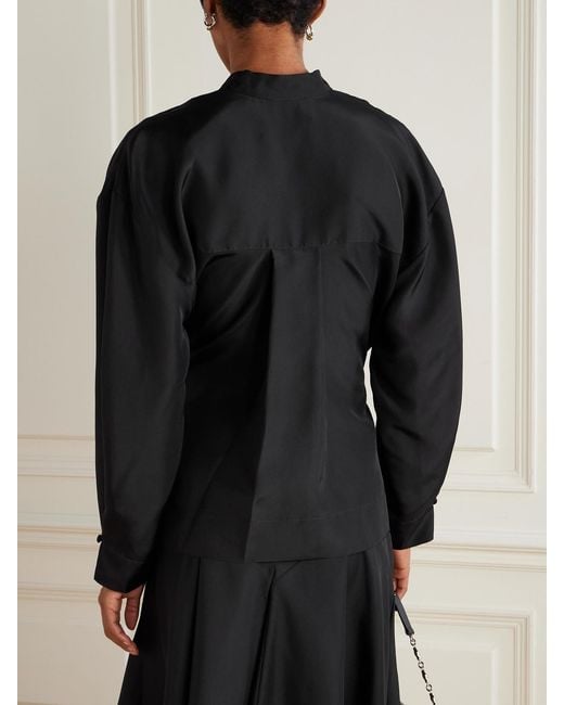 LIBEROWE Black Tie-Detailed Silk Shirt