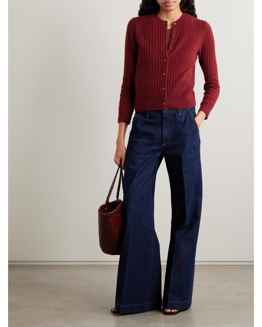 Cardigan En Cachemire Côtelé Danaë Doen en coloris Red