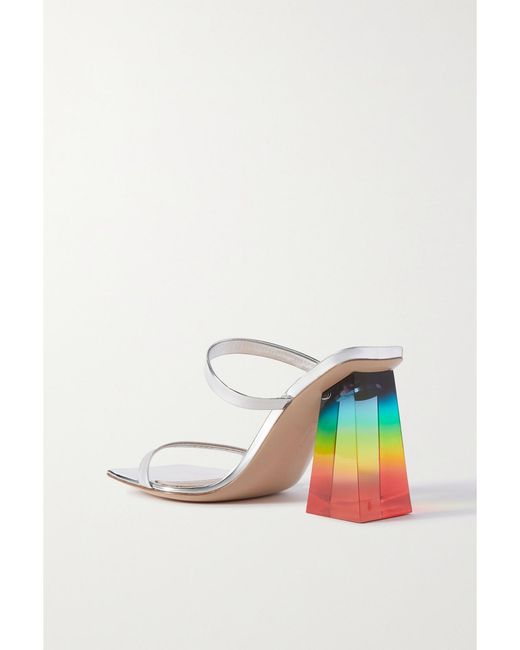 Gianvito Rossi White 85 Metallic Leather Sandals