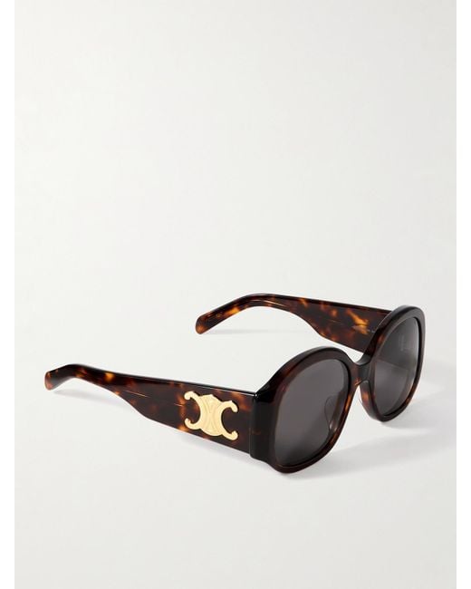 Céline Black Maxi Triomphe Round-Frame Acetate Sunglasses