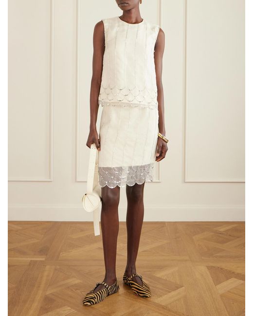 Wales Bonner Natural Triumph Embellished Silk-Organza Skirt