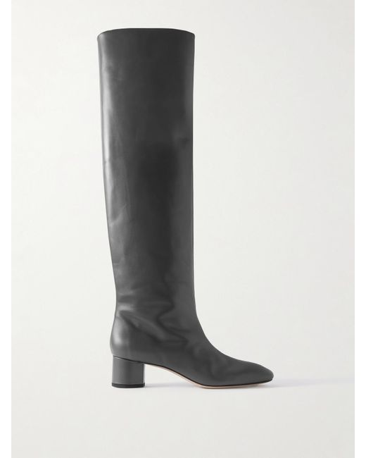 Aeyde White Willa Leather Over-The-Knee Boots