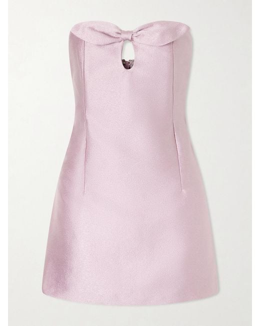 BERNADETTE Pink Charlotte Strapless Bow-Detailed Satin Mini Dress