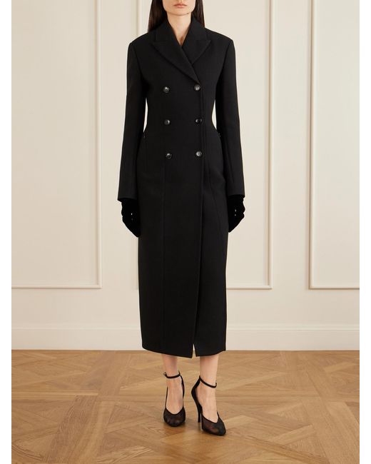 Alaïa Black Wool-Blend Long Coat