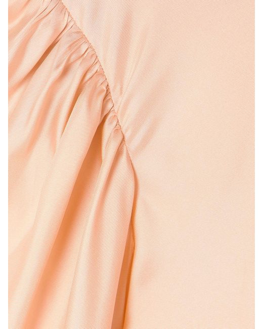 Gucci Pink Tie-Neck Draped Gathered Silk Satin-Twill Blouse