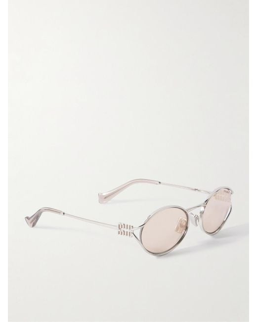 Miu Miu Natural Oval-Frame-Tone Sunglasses