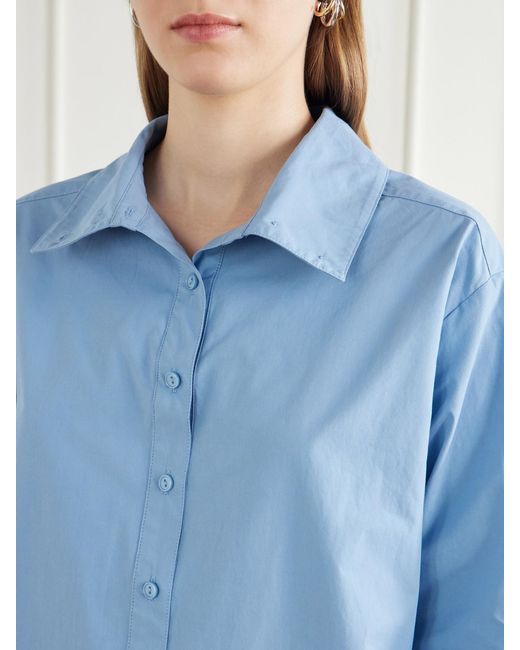 Still Here Blue Madison Cotton-Poplin Shirt