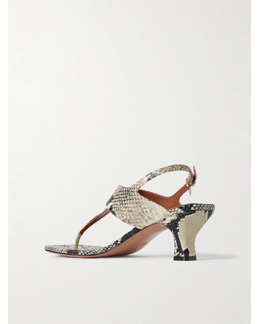 Paris Texas Natural Portofino Snake-Effect Leather Sandals