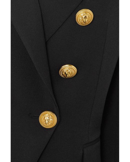 Balmain Black Double-Breasted Wool-Twill Blazer