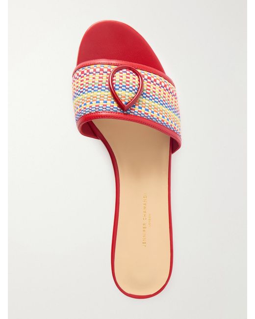 JENNIFER CHAMANDI Pink Andrea Woven And Leather Slides