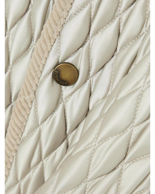 Veste Matelassée En Tissu Technique À Finitions En Velours De Coton Côtelé Burberry en coloris White