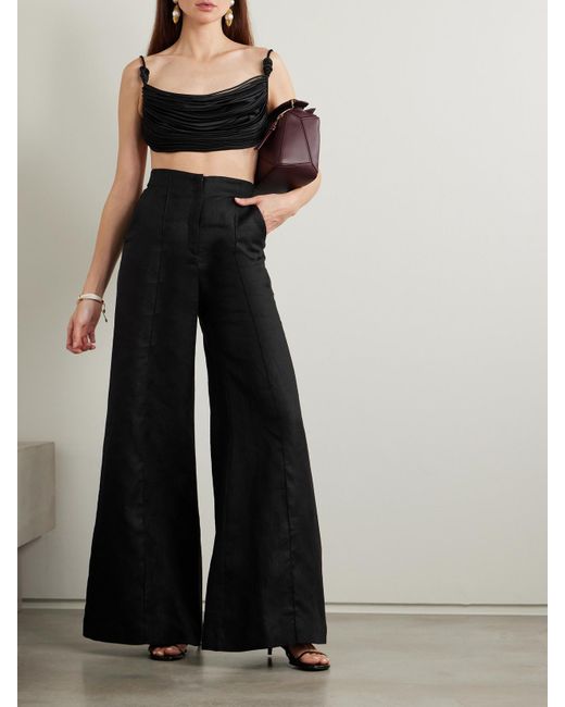 ANDRES OTALORA Black Encontrarte Linen Wide-Leg Pants