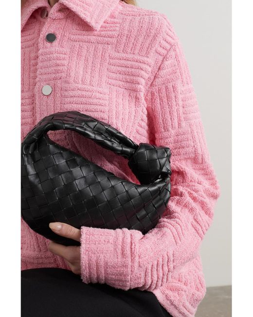 Bottega Veneta Black Jodie Mini Intrecciato Leather Tote
